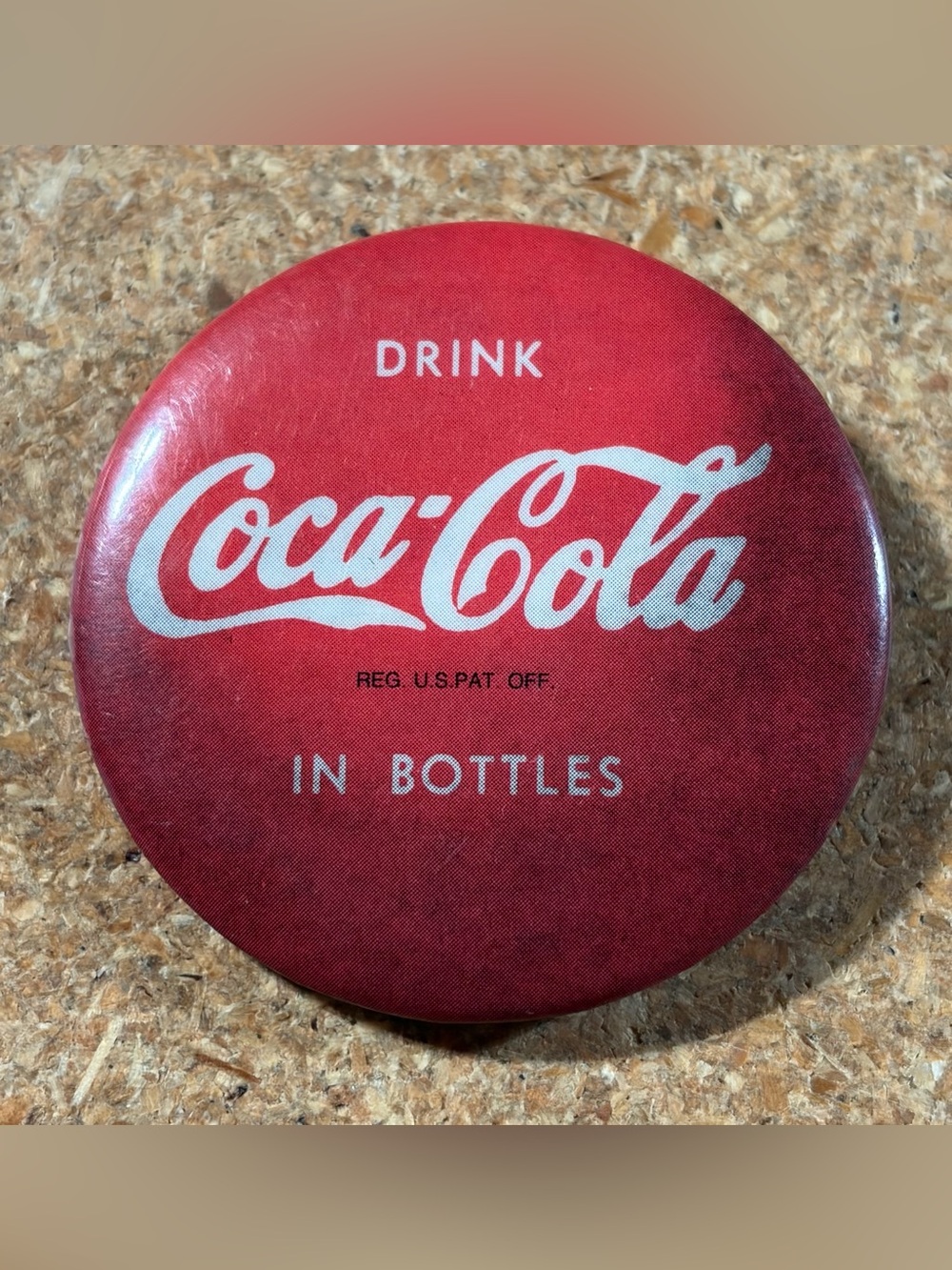 Vintage Drink Coca-Cola in Bottles Pinback Button Classic Logo Soda Collectible